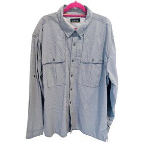 Orvis Open Air Fishing Shirt Mens XL Blue Gingham Long Sleeve Pockets Outdoors
